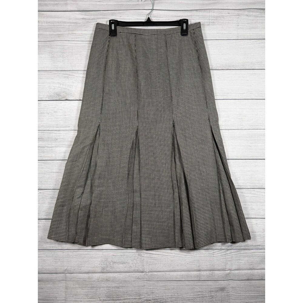 Vintage Harve Benard Women’s 10 Wool Houndstooth Pleated Midi Skirt 4171